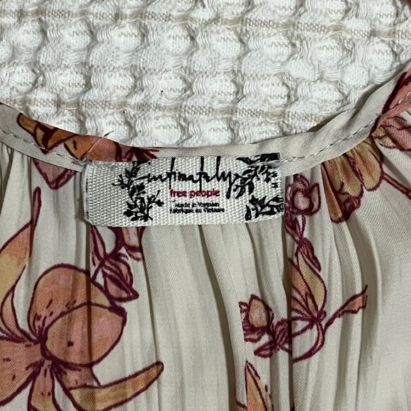 Free People Floral Satin Tank Top, Size Medium - Picture 2 of 5